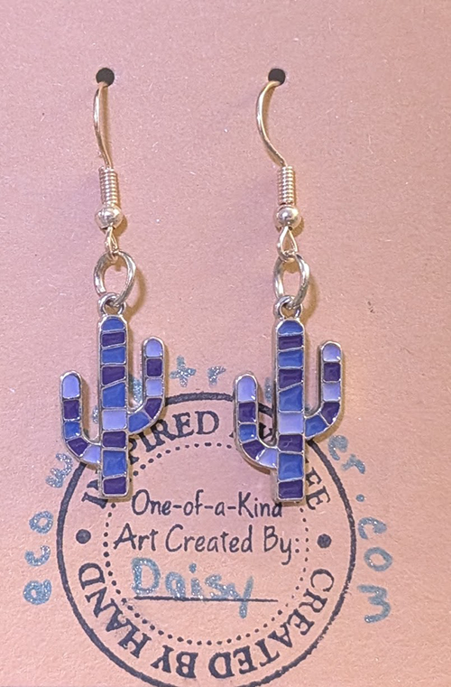 Purple Cactus Earrings